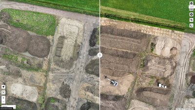 Monitoring sand depot / volume calculation / change over time with slider functionality